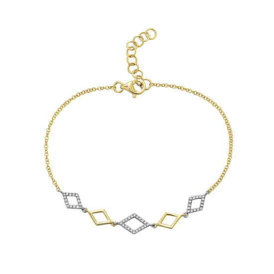 14K Two Tone Diamond Rhombus Bracelet