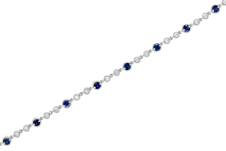 Diamond and Sapphire Milgrain Tennis Bracelet (BR2306)