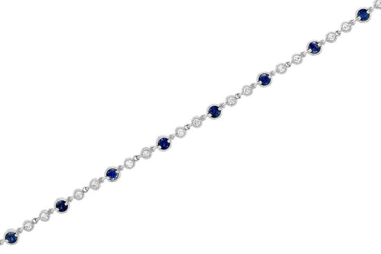 Diamond and Sapphire Milgrain Tennis Bracelet (BR2306)