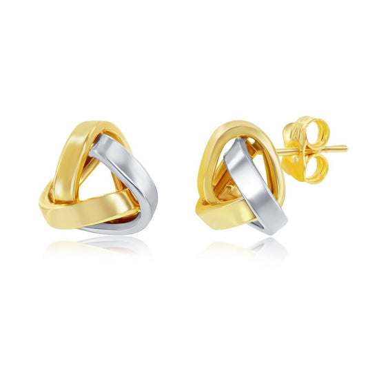 14K Two Tone Love Knot Stud Earrings