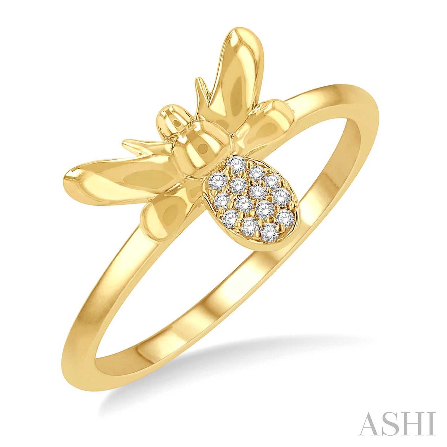 Stackable Bumble Bee Shape Petite Diamond Fashion Ring