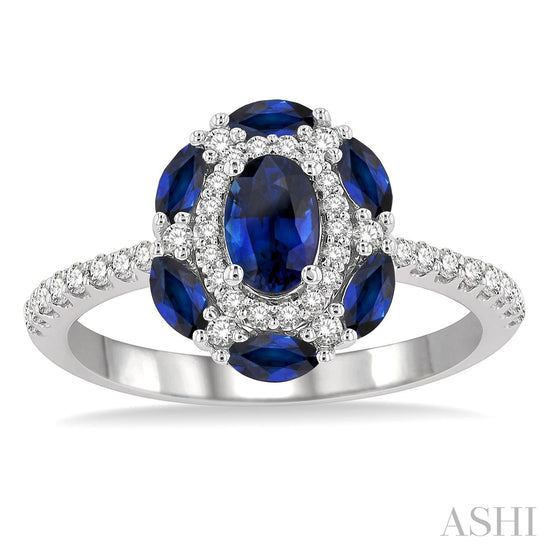 Oval Shape Sapphire & Diamond Ring