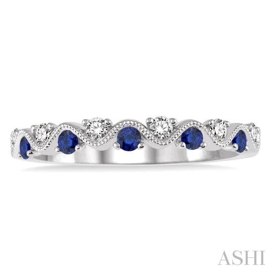 Sapphire & Diamond Stackable Band