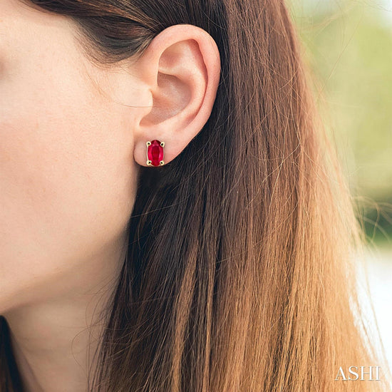 Oval Shape Ruby Stud Earrings