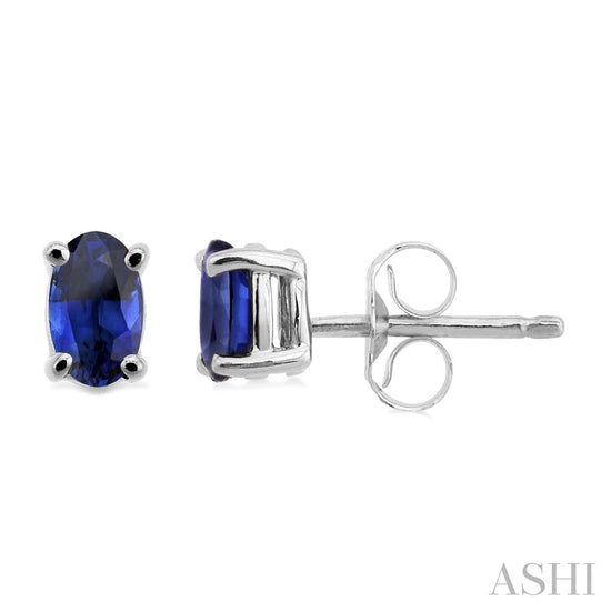 Oval Shape Sapphire Stud Earrings