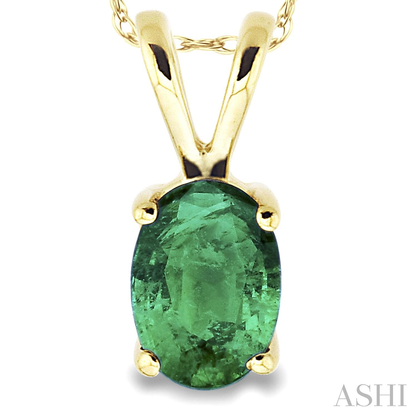 Oval Shape Emerald Solitaire Pendant