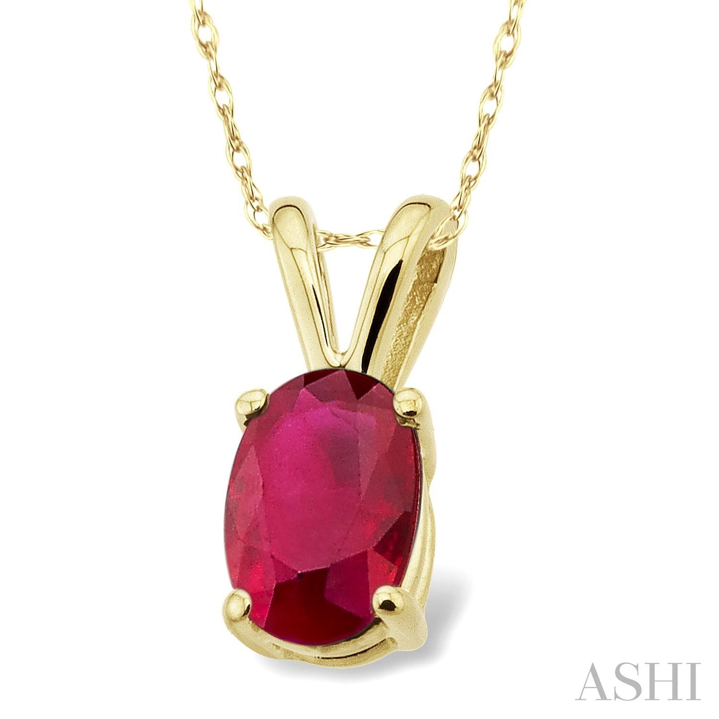 Oval Shape Ruby Solitaire Pendant