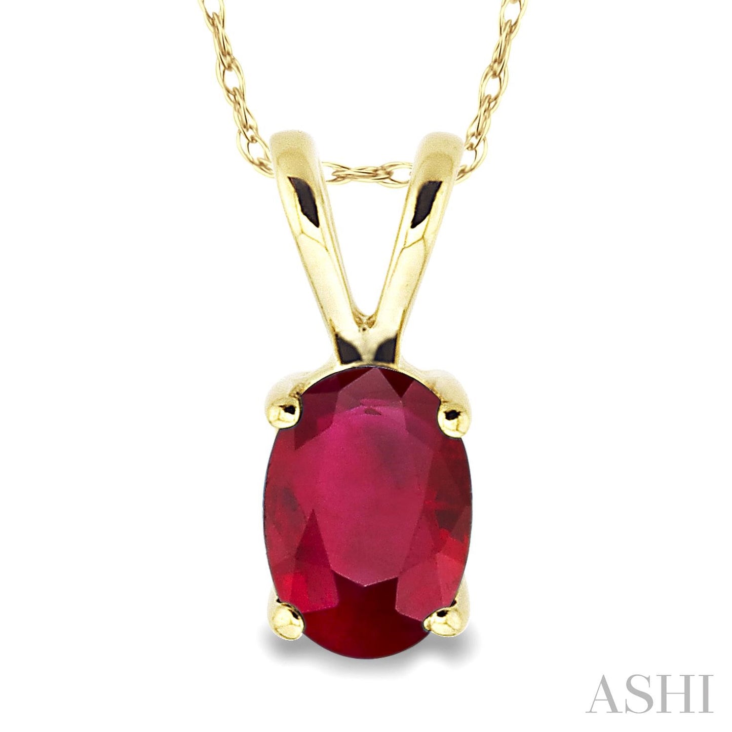 Oval Shape Ruby Solitaire Pendant