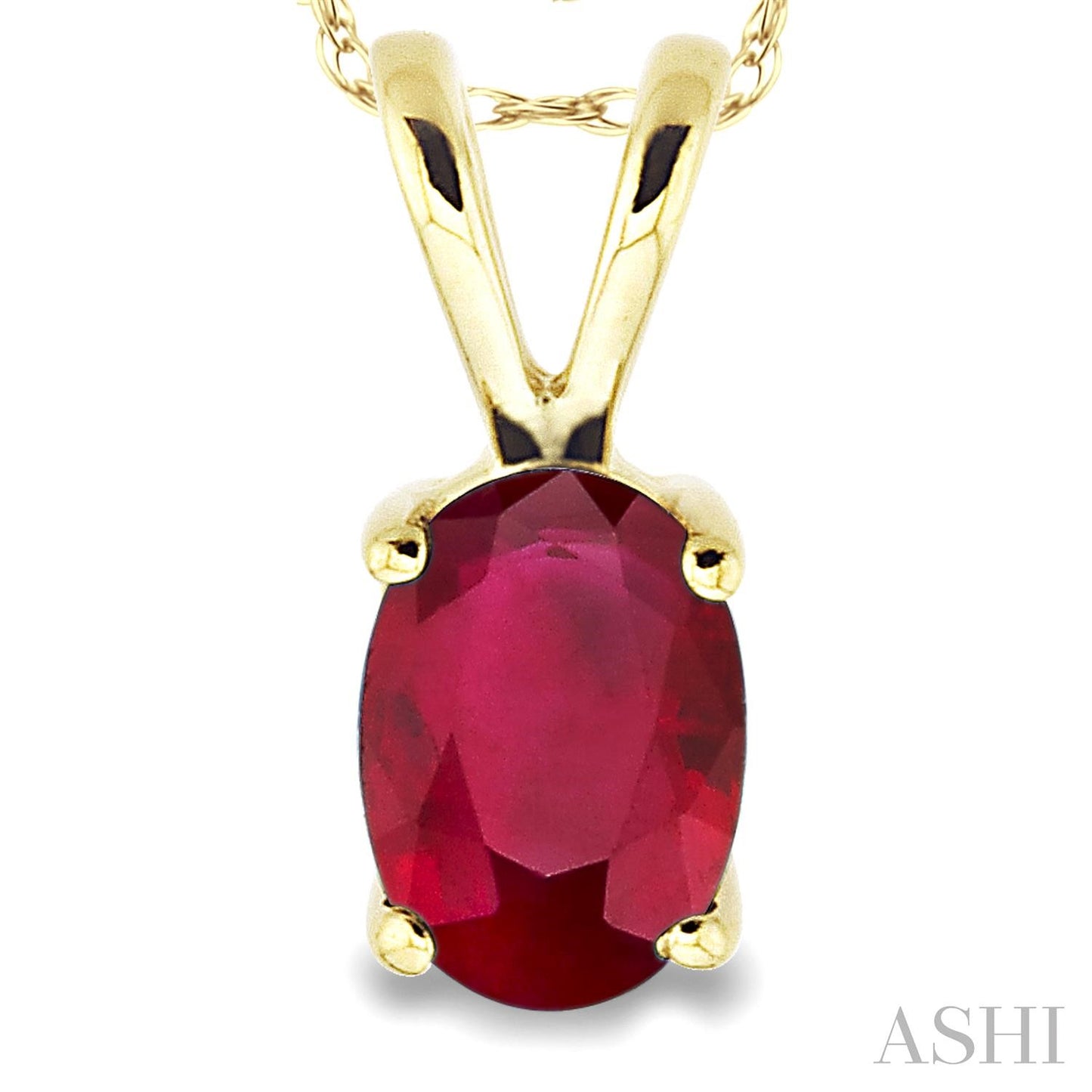 Oval Shape Ruby Solitaire Pendant