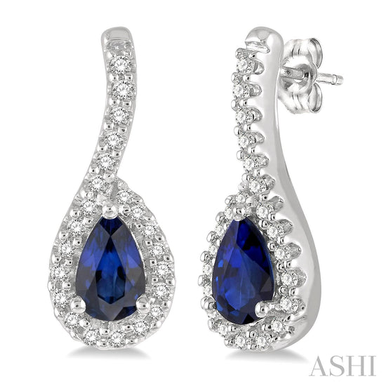 Pear Shape Sapphire & Diamond Earrings