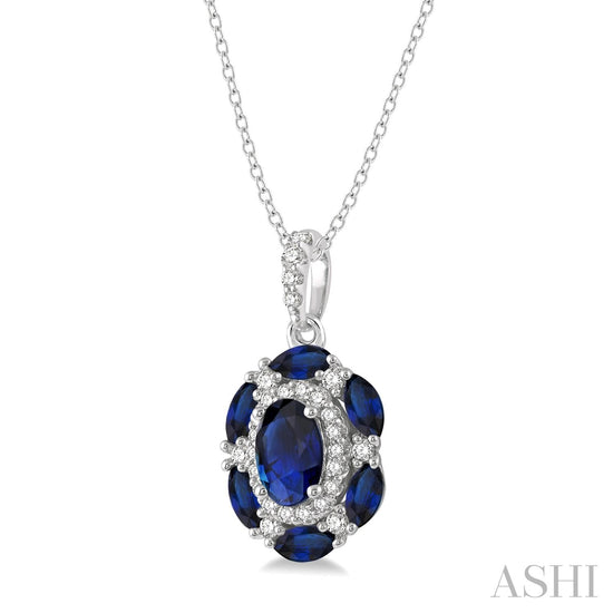 Oval Shape Sapphire & Diamond Pendant