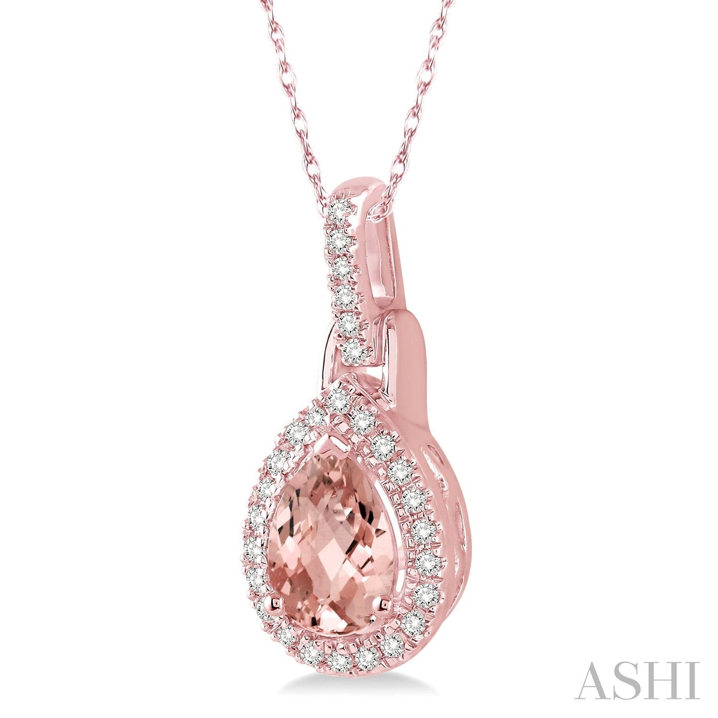 Pear Shape Morganite & Diamond Pendant