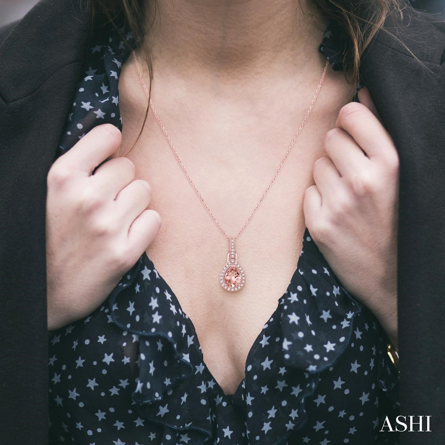 Pear Shape Morganite & Diamond Pendant