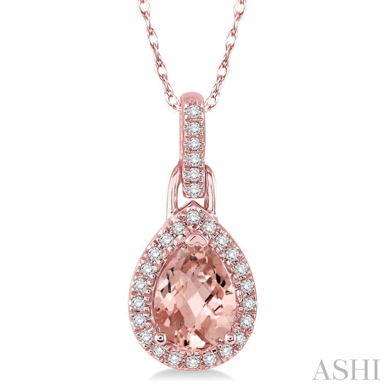 Pear Shape Morganite & Diamond Pendant