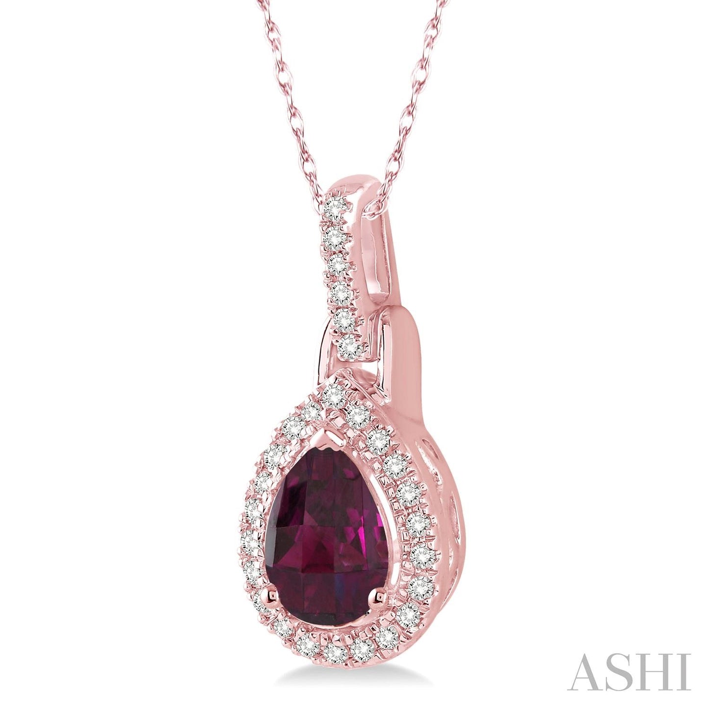 Pear Shaped Rhodalite Garnet & Diamond Pendant