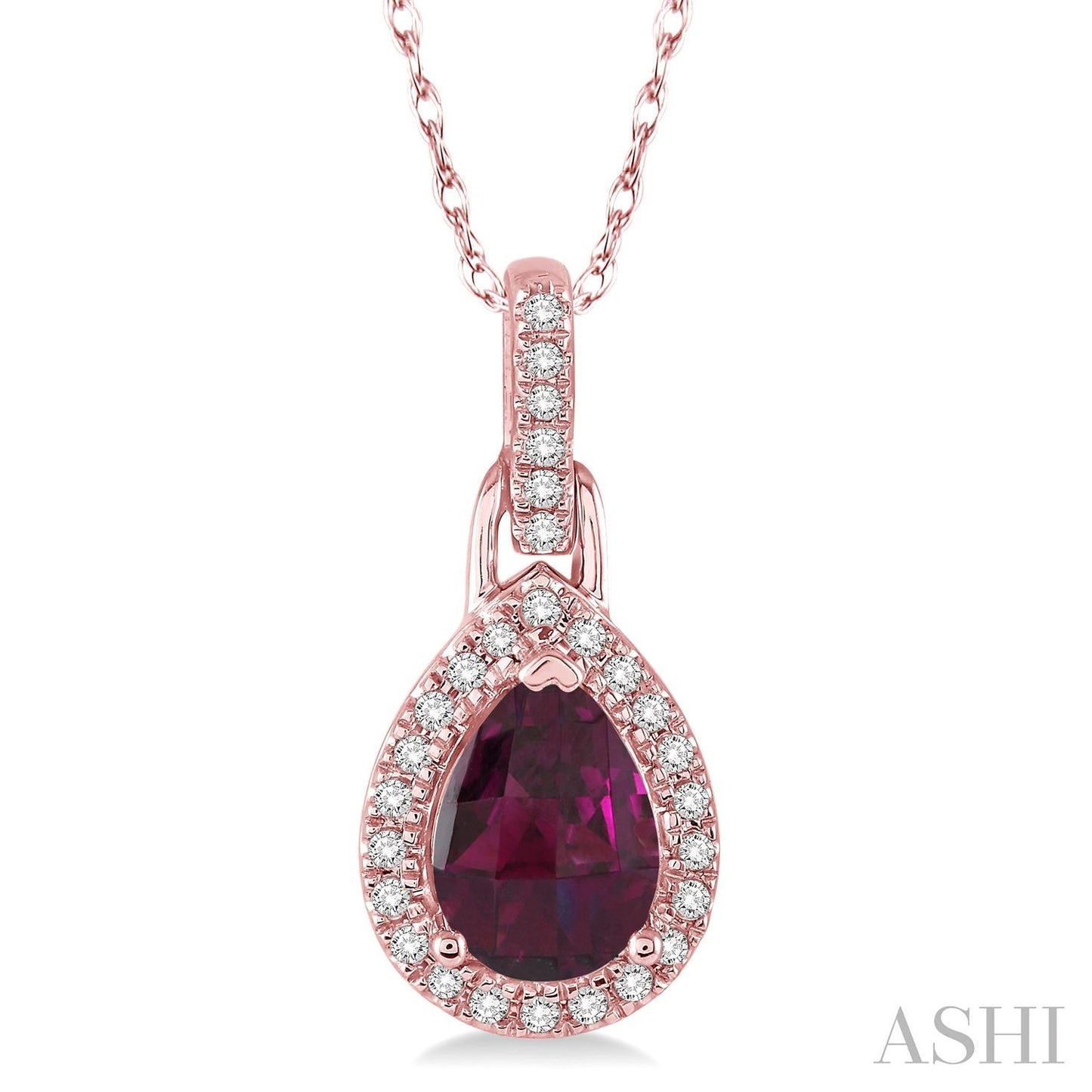 Pear Shaped Rhodalite Garnet & Diamond Pendant