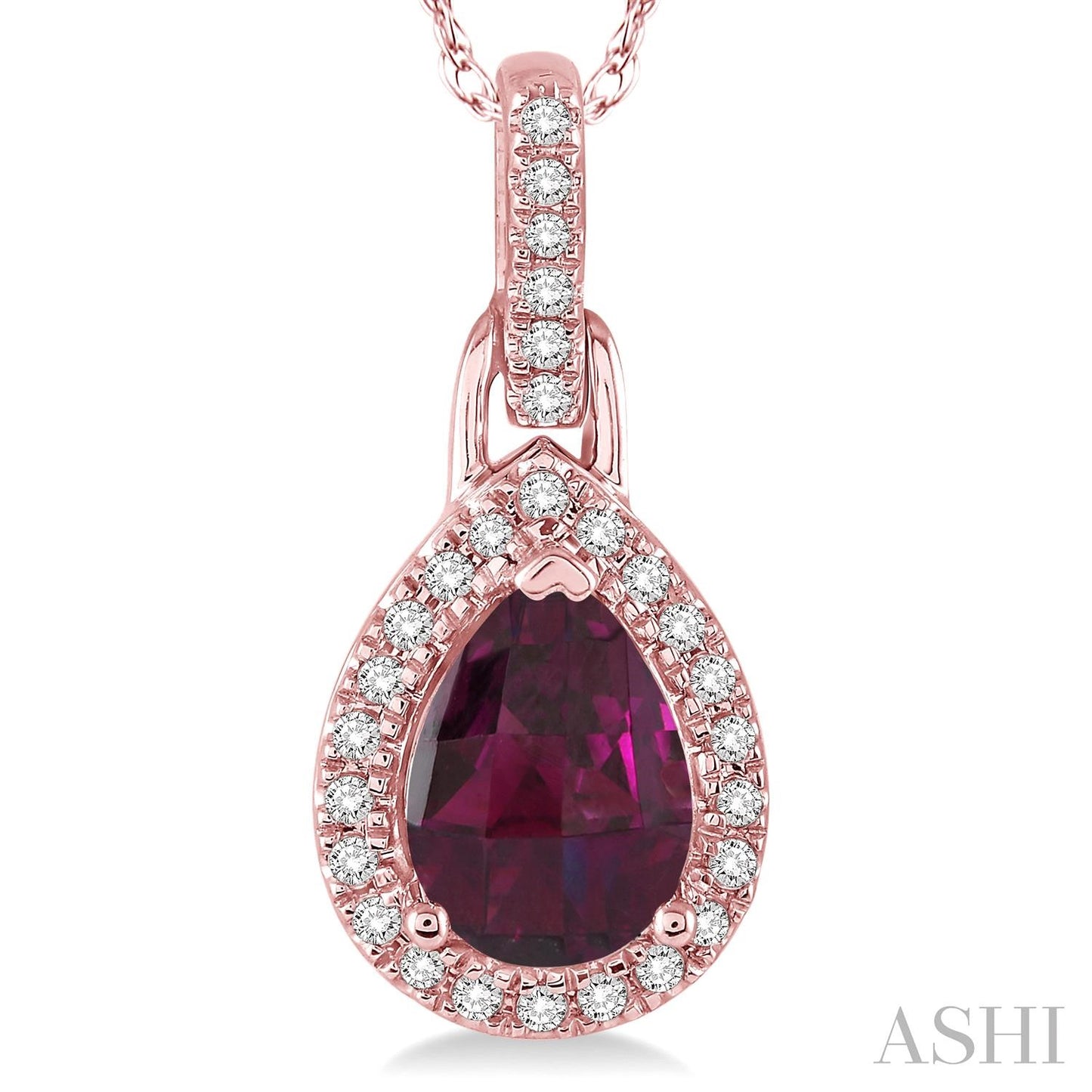 Pear Shaped Rhodalite Garnet & Diamond Pendant