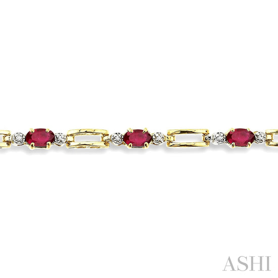 Oval Shape Ruby & Diamond Bracelet