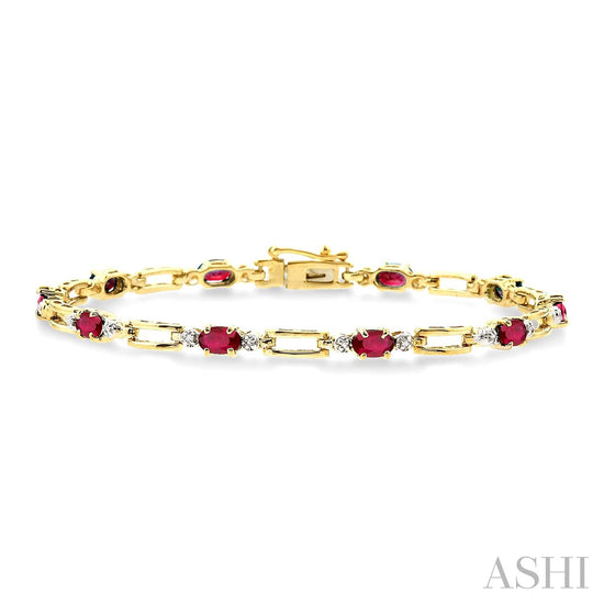 Oval Shape Ruby & Diamond Bracelet