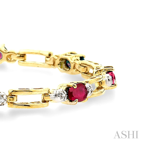 Oval Shape Ruby & Diamond Bracelet