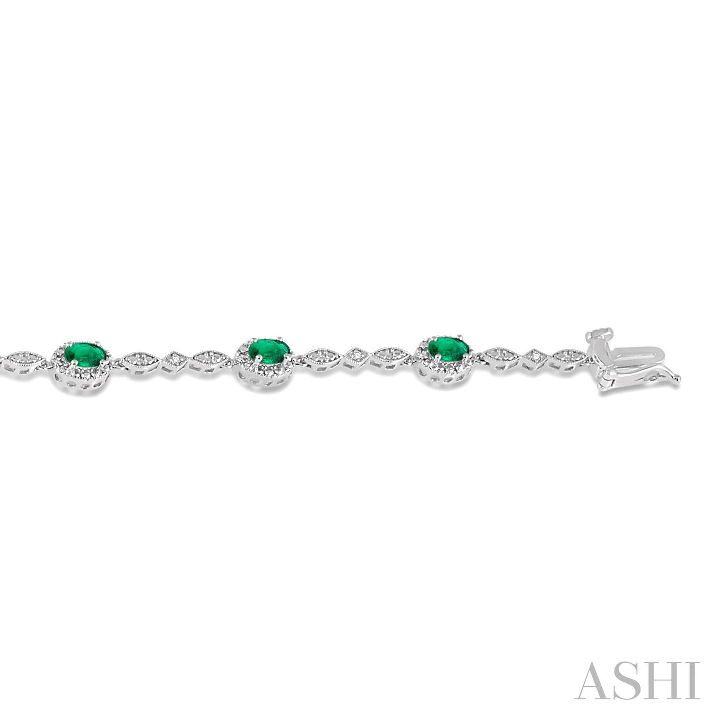 Oval Shape Emerald & Diamond Bracelet