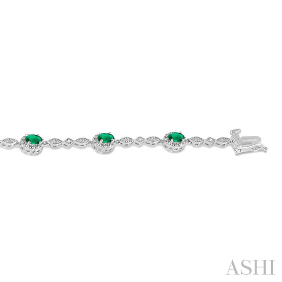 Oval Shape Emerald & Diamond Bracelet