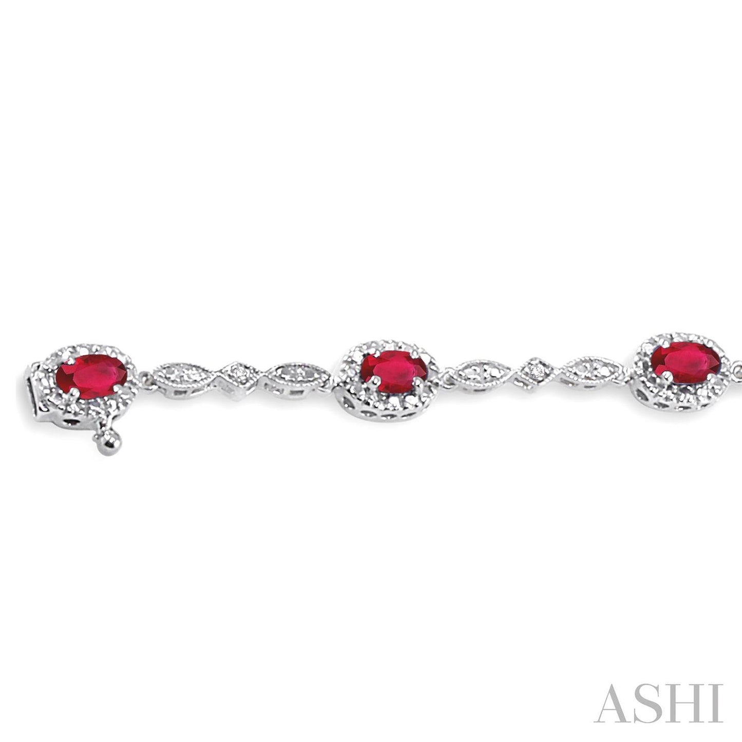 Oval Shape Ruby & Diamond Bracelet