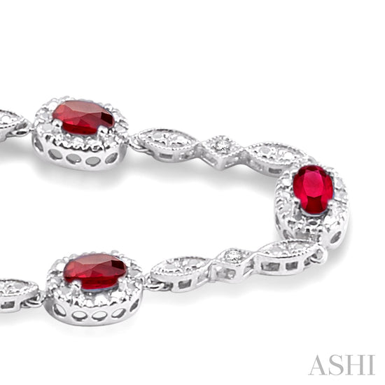 Oval Shape Ruby & Diamond Bracelet