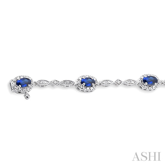 Oval Shape SApphire & Diamond Bracelet