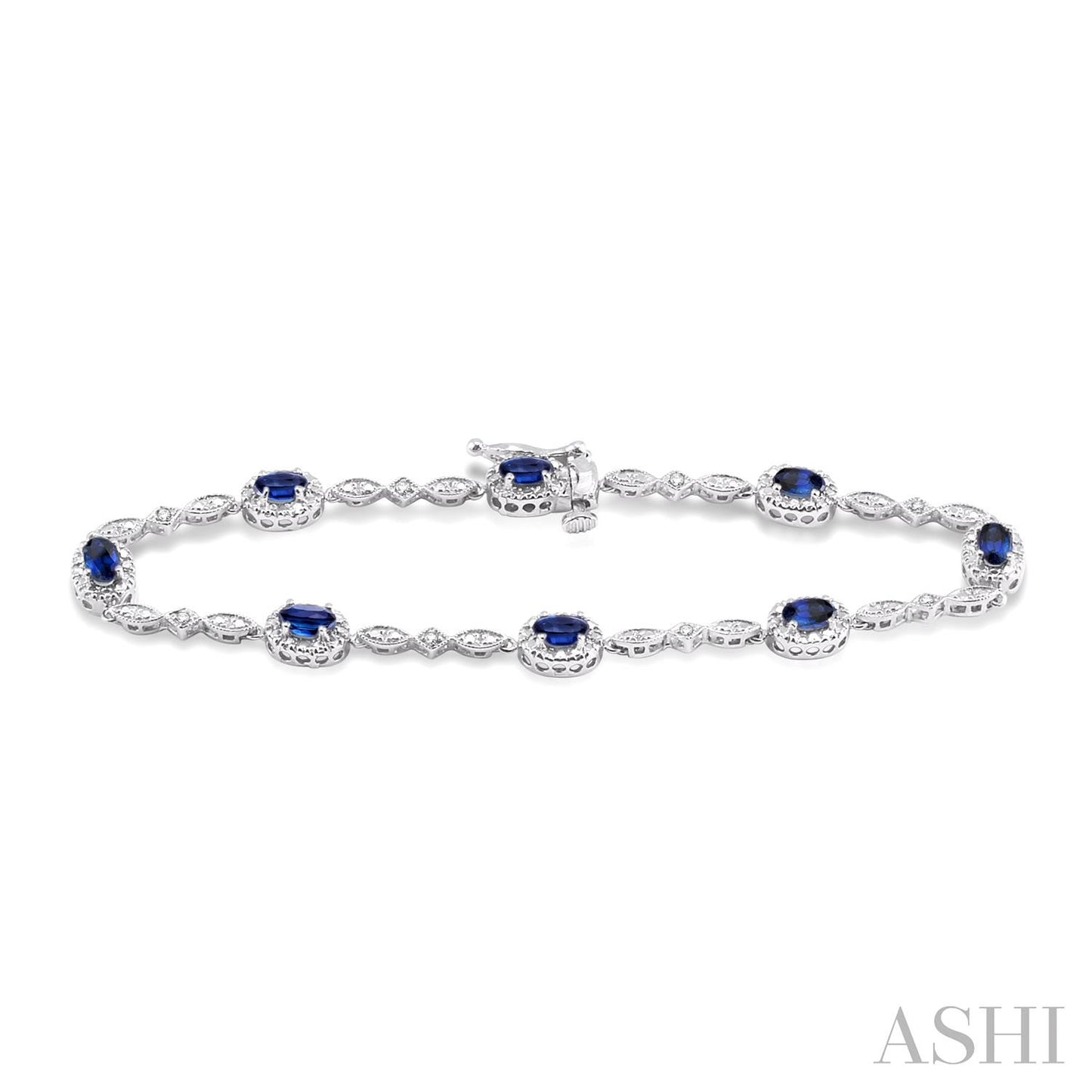 Oval Shape SApphire & Diamond Bracelet