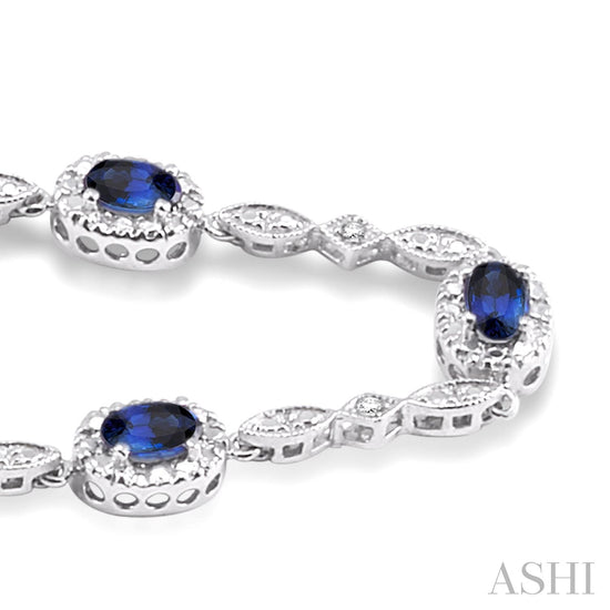 Oval Shape SApphire & Diamond Bracelet