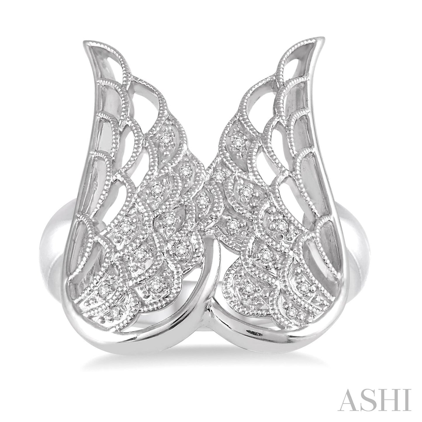 Silver Angel Wings Diamond Fashion Ring