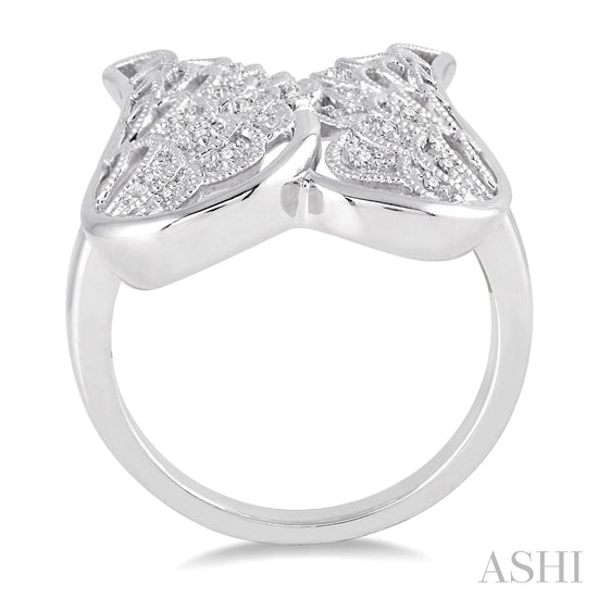 Silver Angel Wings Diamond Fashion Ring