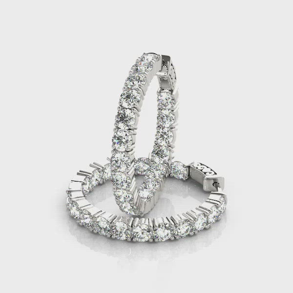 3.60 ct tw Inside/Outside Hoop Earrings