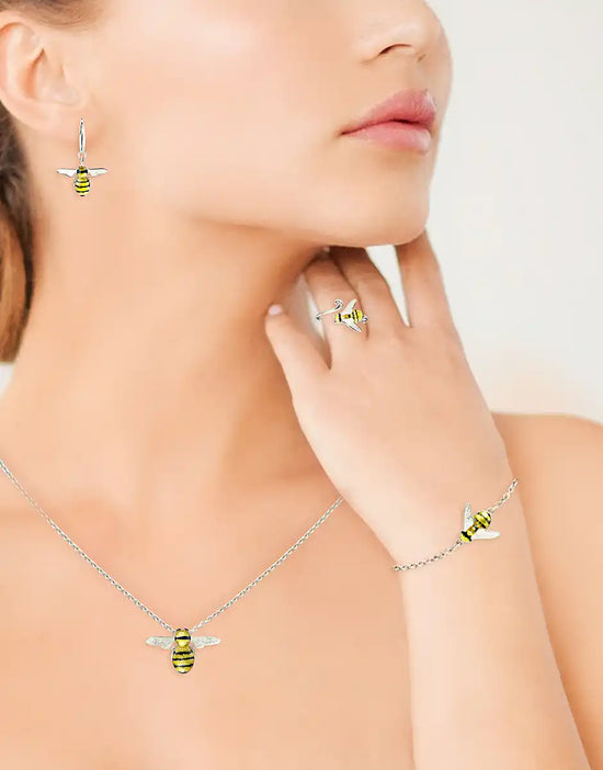 Yellow Bee Necklace. Sterling Silver