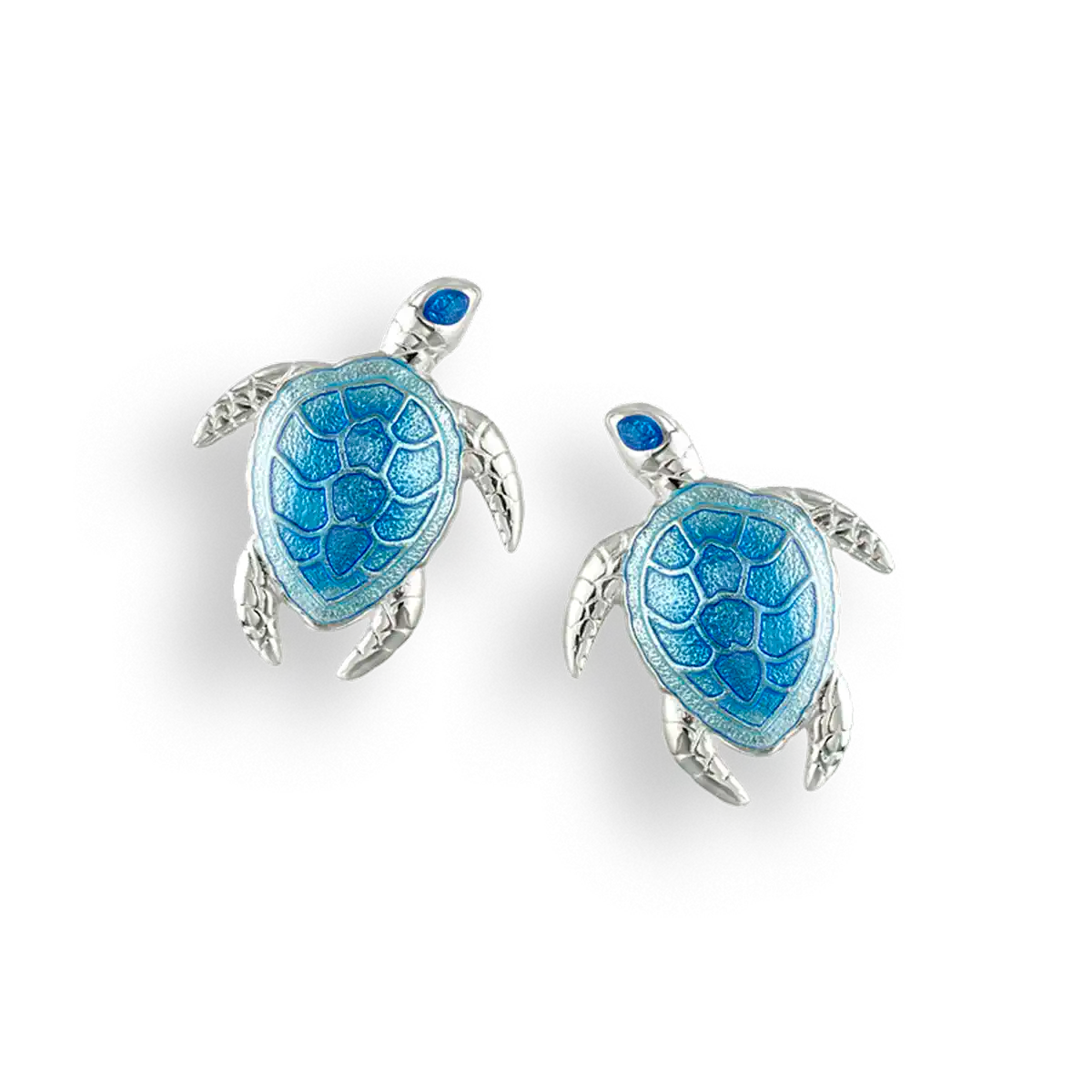 Blue Turtle Post Earrings. Sterling Silver