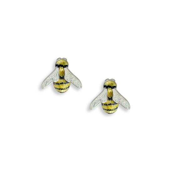 Yellow Bee Post Earrings. Sterling Silver