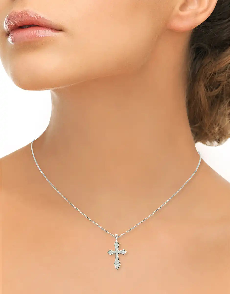 White Cross Necklace. Sterling Silver