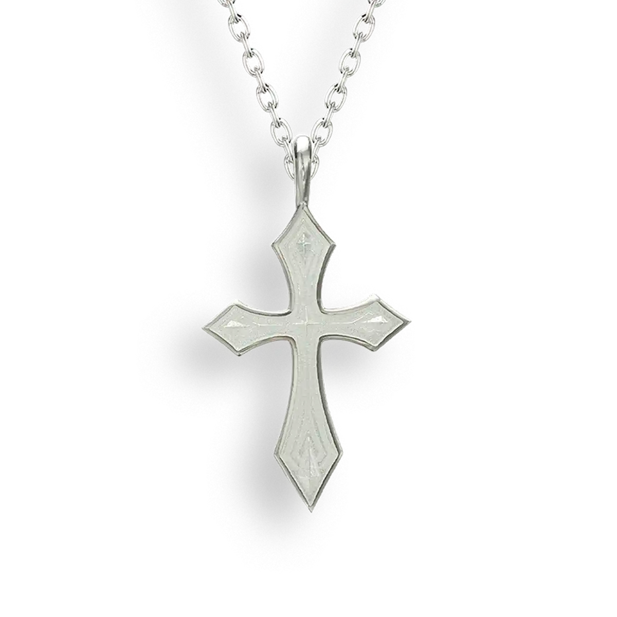 White Cross Necklace. Sterling Silver