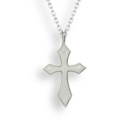 White Cross Necklace. Sterling Silver