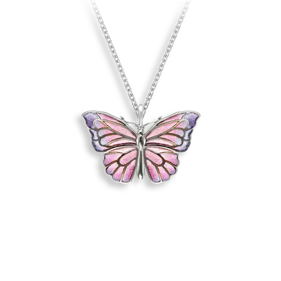 Purple Plique-a-Jour Butterfly Necklace. Sterling Silver